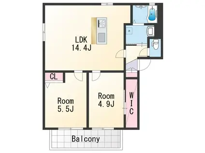 シャーメゾン笠松(2LDK/2階)の間取り写真