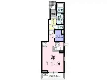 ヌーヴォー・アザーレ(ワンルーム/1階)の間取り写真