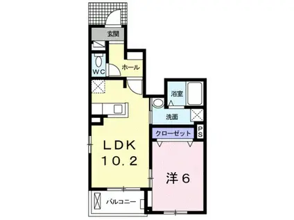 リヴェール土入 Ⅰ(1LDK/1階)の間取り写真