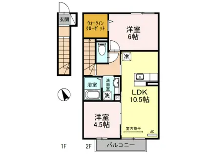 グランシャリオ加納(2LDK/2階)の間取り写真