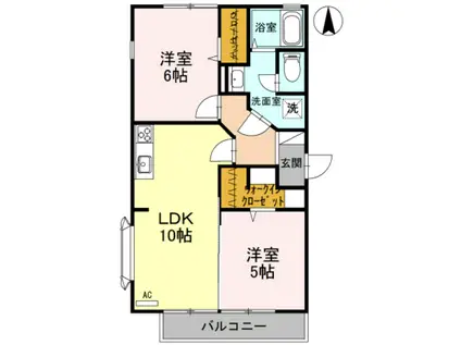 トゥインクルくつろぎ(2LDK/2階)の間取り写真