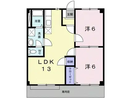 MハイツⅠ(2LDK/1階)の間取り写真
