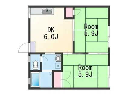 フォーブル若葉(2K/1階)の間取り写真