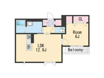 ベレオクシモト(1LDK/3階)の間取り写真