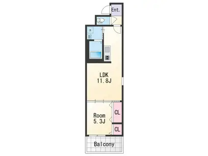 フジパレス和歌山吉田Ⅰ番館(1LDK/1階)の間取り写真