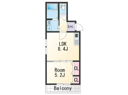 フジパレス和歌山駅南Ⅱ番館(1LDK/1階)の間取り写真