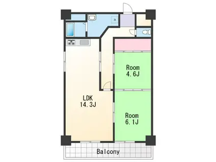 エレナ和歌浦(2LDK/2階)の間取り写真