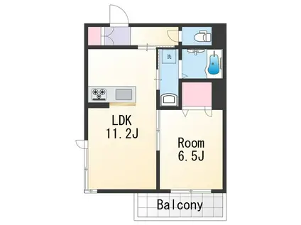 BEREO吹屋町(1LDK/1階)の間取り写真