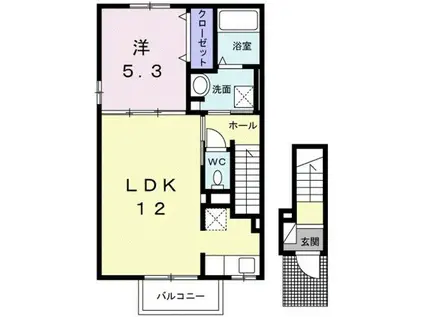 ルピエ宮前(1LDK/2階)の間取り写真