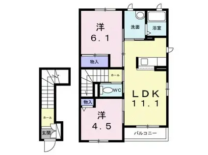 シャーメゾンN(2LDK/2階)の間取り写真