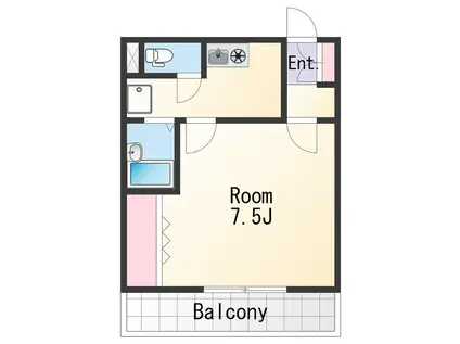 メゾン紀三井寺Ⅰ(ワンルーム/1階)の間取り写真