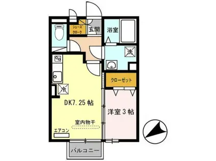 ハイツグラース(1DK/1階)の間取り写真