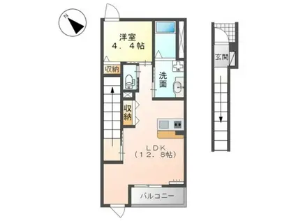 プティクール湊(1LDK/2階)の間取り写真