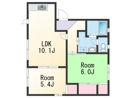 グリーンルーフ塩屋(2LDK/1階)の間取り写真