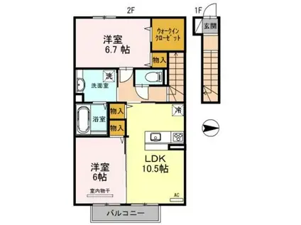 グレイス湊(2LDK/2階)の間取り写真