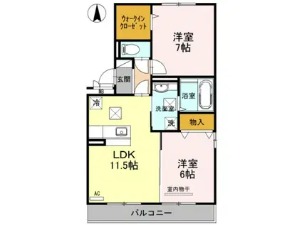 D-ROOM福島(2LDK/2階)の間取り写真