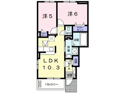 プルメリアⅡ(2LDK/1階)の間取り写真