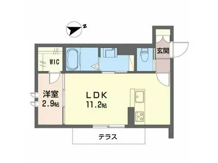 ベレオ鷺ノ森(1LDK/2階)の間取り写真