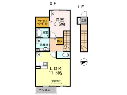 D-ROOM KUKI(1LDK/2階)の間取り写真