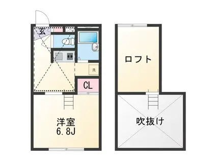 ソフィア紀伊(1K/1階)の間取り写真