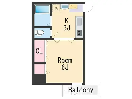 パリ・シャトー本町(1K/9階)の間取り写真