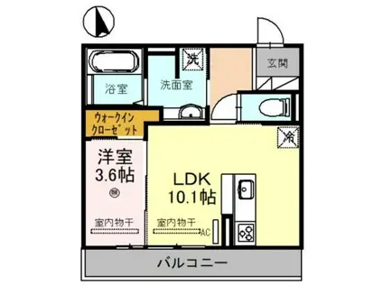 DーROOMN・KⅡ(1LDK/2階)の間取り写真