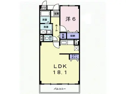 グランド・メール(1LDK/1階)の間取り写真