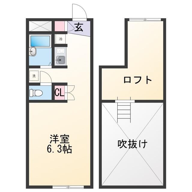 ソフィア弘西(ワンルーム/2階)の間取り写真