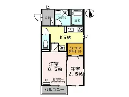 ミルクレール アネックスB棟(2K/2階)の間取り写真