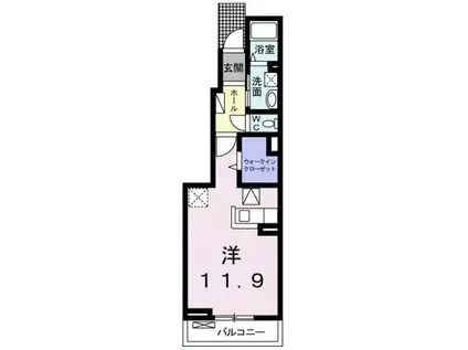 セレーノⅠ(ワンルーム/1階)の間取り写真