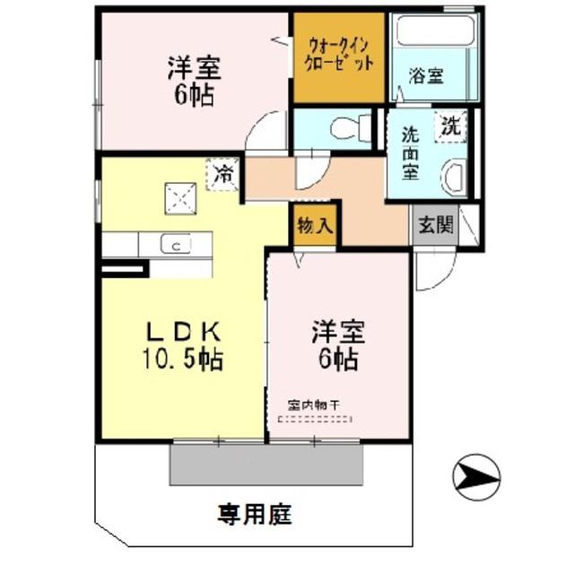 ウィット N(2LDK/2階)の間取り写真