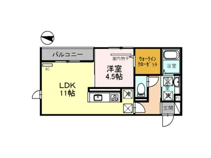 エクセレート(1LDK/1階)の間取り写真