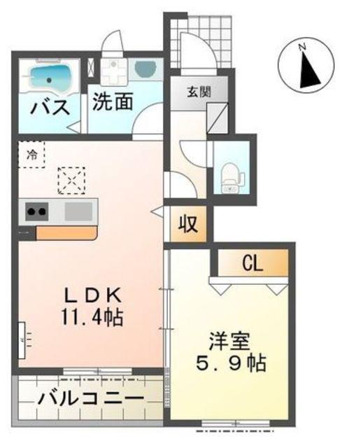 シャンピア(1LDK/1階)の間取り写真