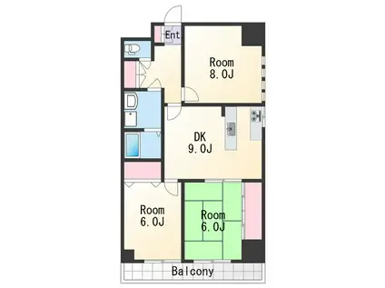 WAJIMA小雑賀マンション(3DK/7階)の間取り写真