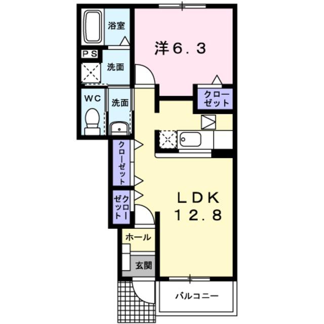 シャルマン(1LDK/1階)の間取り写真