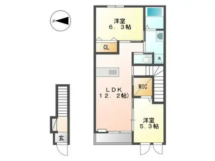 コーラルヴィラ松島C(2LDK/2階)の間取り写真