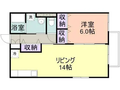 セジュール山口6(1LDK/2階)の間取り写真