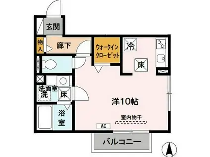 ハピネス・フューチャー A棟(ワンルーム/1階)の間取り写真