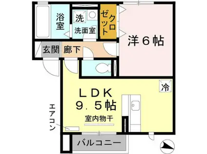 ヴィラ・シャロム A棟(1LDK/2階)の間取り写真