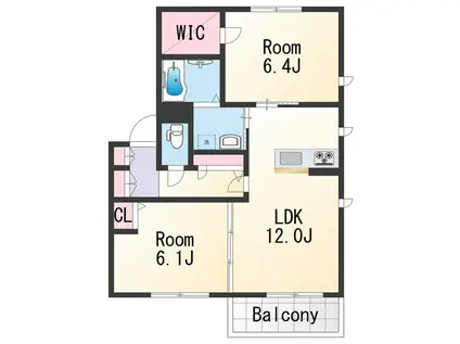 ブランシェ堀止(2LDK/2階)の間取り写真