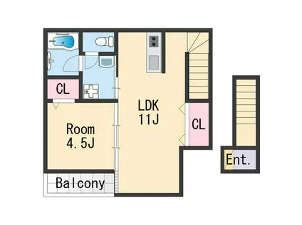 TJ杭ノ瀬Ⅱ A(1LDK/2階)の間取り写真