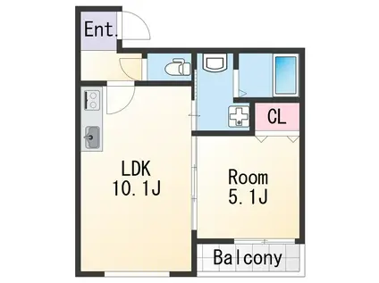 フジパレス和歌山吉田Ⅰ番館(1LDK/2階)の間取り写真