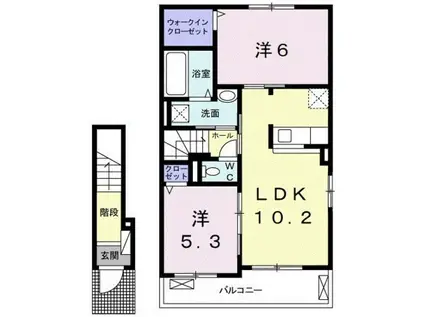 カーサ デ ベラーノⅠ(2LDK/2階)の間取り写真