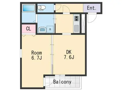 フジパレス黒田Ⅶ番館(1DK/1階)の間取り写真