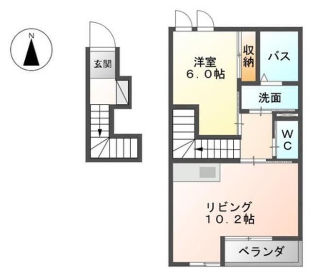 サンコート砂山(1LDK/2階)の間取り写真