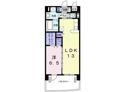 サウスグランパス(1LDK/6階)の間取り写真