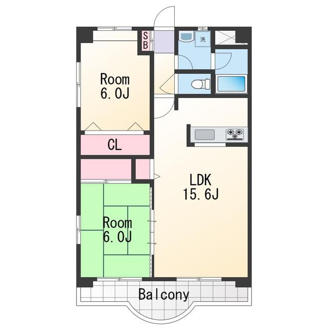 スラージュマン屋形(2LDK/4階)の間取り写真