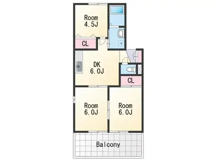 プリシェールK(3DK/2階)の間取り写真