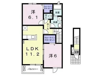 セレッソ・アンジュⅡ(2LDK/2階)の間取り写真