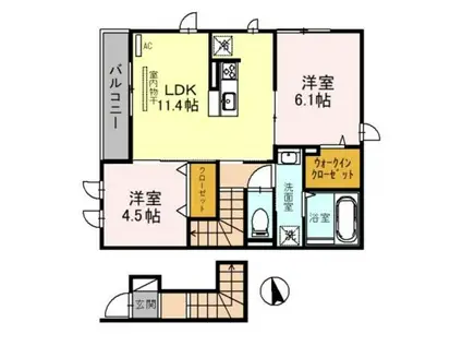 グランドソレーユ西浜(2LDK/2階)の間取り写真
